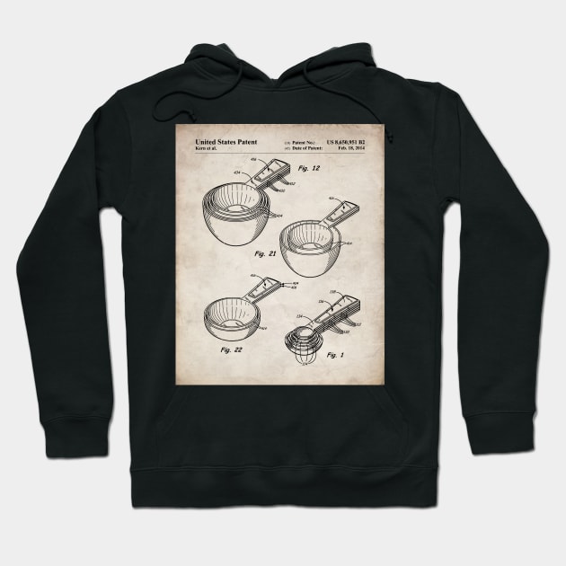 Measuring Spoons Patent - Baker Chef Kitchen Cafe Decor Art - Antique Hoodie by patentpress